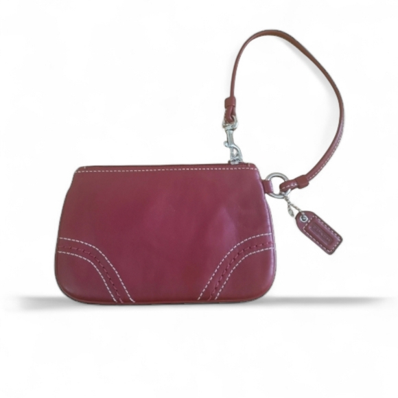 Coach Burgundy Leather Wristlet - Picture 2 of 5